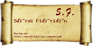 Sárdi Flórián névjegykártya